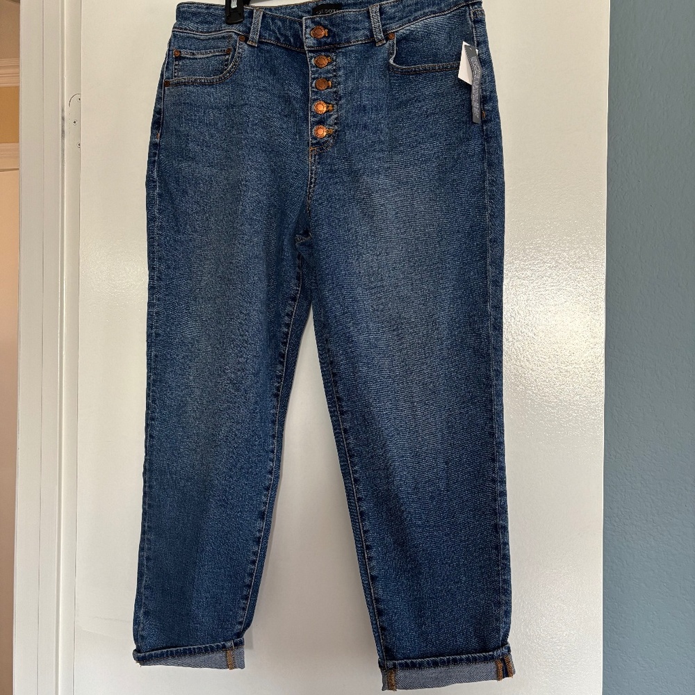 Talbots”Everyday Relaxed Jean” 12P ButtonFly Stretch Medium Wash Blue Denim